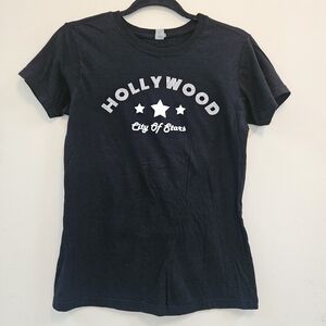 Rock Me Hollywood City of Stars T-shirt Black Women Size Large 100% Cottom